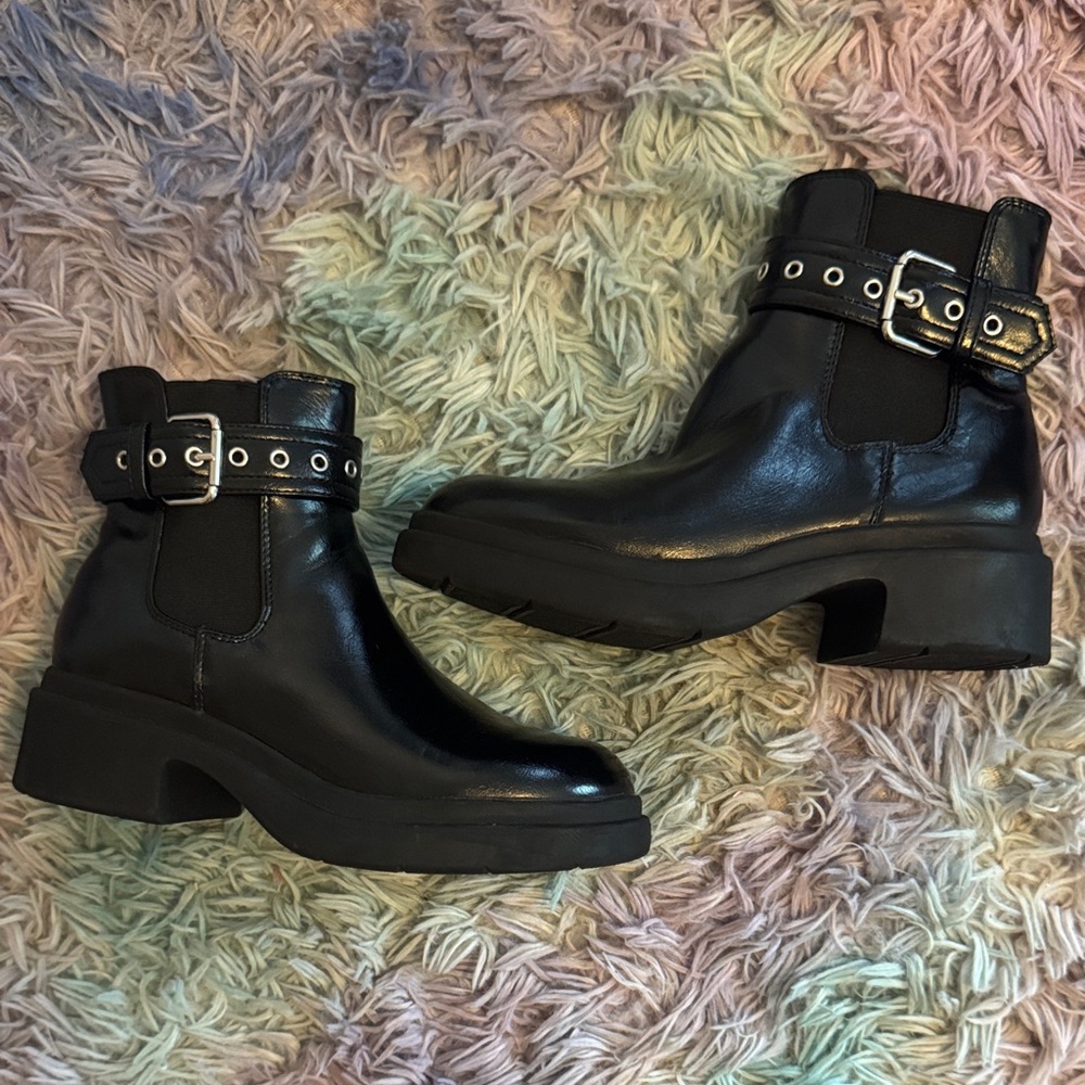 Steve Madden Black Ankle Boots with Buckle